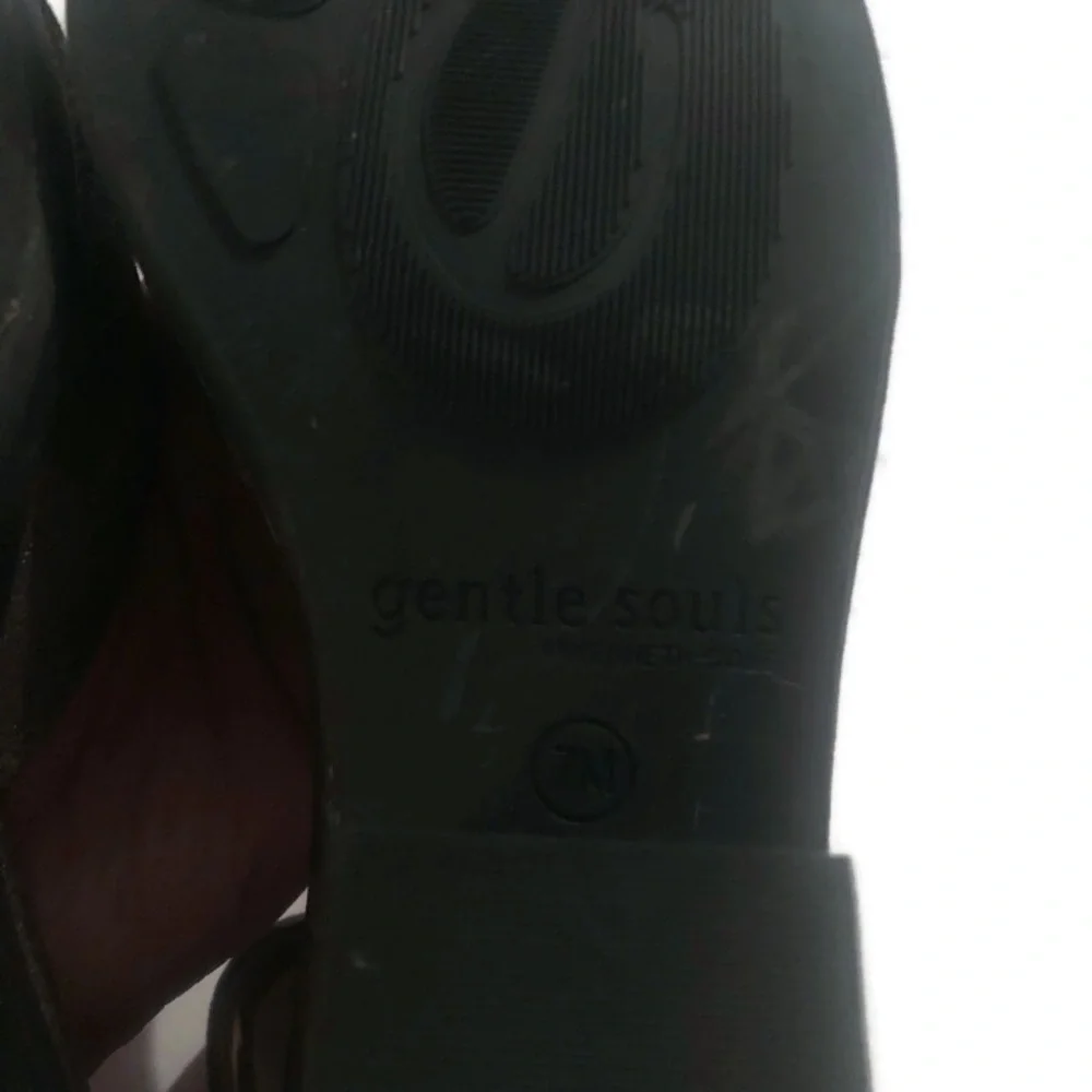 Gentle Souls By Kenneth Cole Leather Brown Metallic Blaise Wedge Sandal Sz 7 EUC